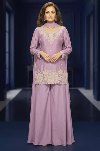 Lavender premium chinon palazzo suit set