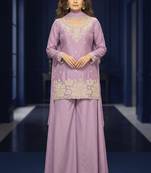 Lavender premium chinon palazzo suit set