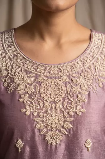 Lavender premium chinon palazzo suit set
