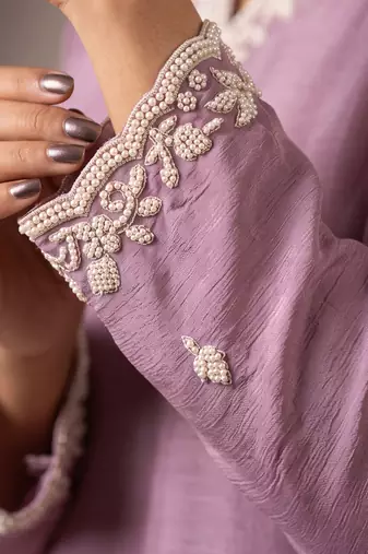 Lavender premium chinon palazzo suit set