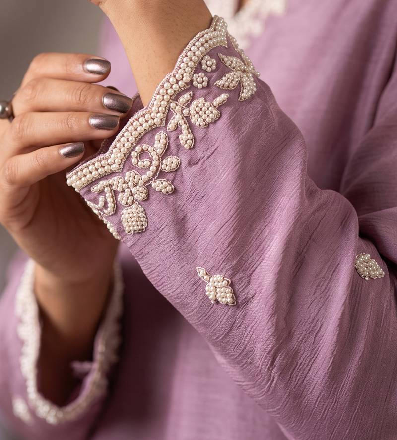 Lavender premium chinon palazzo suit set