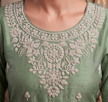 Sea green premium chinon palazzo suit set 2