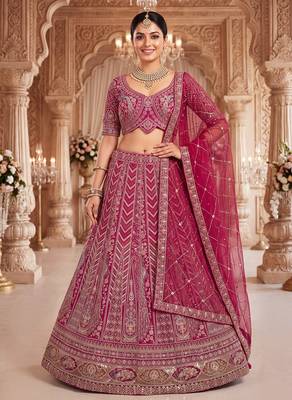 Royal Magenta  Lehenga Set with Intricate Hand Embroidery and Sheer Dupatta 1