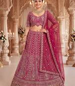 Royal Magenta  Lehenga Set with Intricate Hand Embroidery and Sheer Dupatta