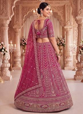 Royal Magenta  Lehenga Set with Intricate Hand Embroidery and Sheer Dupatta 3