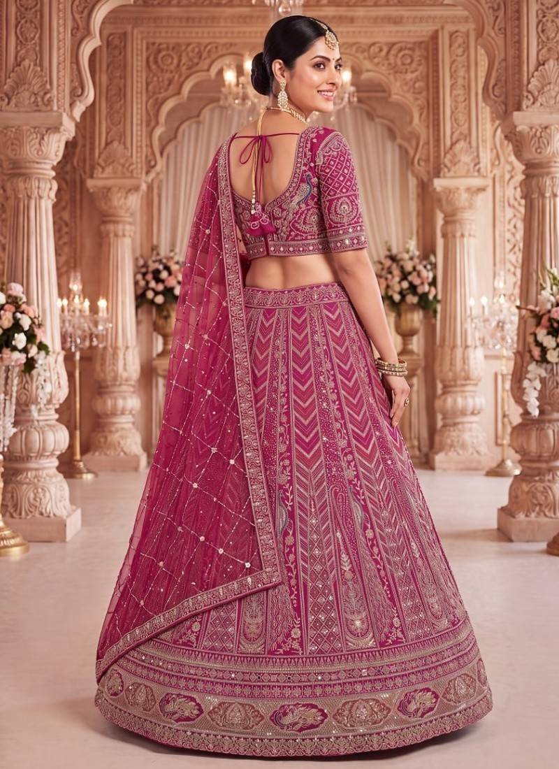Royal Magenta  Lehenga Set with Intricate Hand Embroidery and Sheer Dupatta