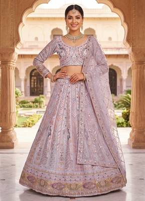 Stunning Light Lavender Embroidered Lehengha Choli Set 1