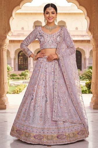Stunning Light Lavender Embroidered Lehengha Choli Set