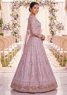 Stunning Light Lavender Embroidered Lehengha Choli Set 2