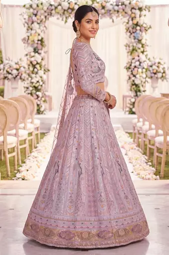 Stunning Light Lavender Embroidered Lehengha Choli Set