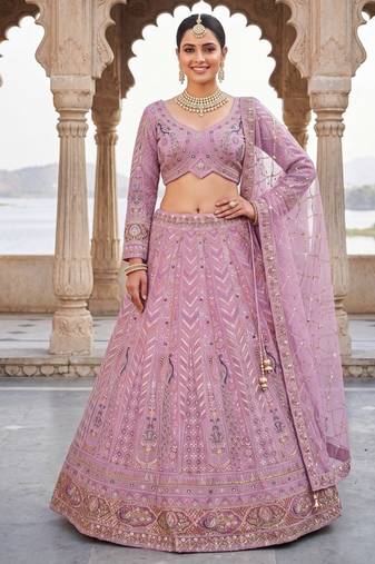 Stunning Lavender Embroidered Lehenga Choli with Dupatta | Wedding Guest Indian Ethnic Wear for Women