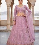Stunning Lavender Embroidered Lehenga Choli with Dupatta | Wedding Guest Indian Ethnic Wear for Women