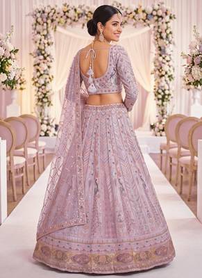 Stunning Light Lavender Embroidered Lehengha Choli Set 3