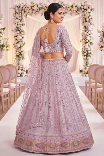 Stunning Light Lavender Embroidered Lehengha Choli Set