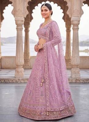 Stunning Lavender Embroidered Lehenga Choli with Dupatta | Wedding Guest Indian Ethnic Wear for Women 2