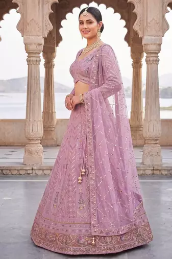 Stunning Lavender Embroidered Lehenga Choli with Dupatta | Wedding Guest Indian Ethnic Wear for Women