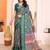 green color print work cotton blend saree