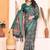 green color print work cotton blend saree