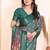 green color print work cotton blend saree
