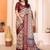 maroon print work cotton blend saree