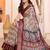 maroon print work cotton blend saree