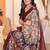 maroon print work cotton blend saree