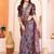 multi color print work cotton blend saree