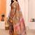 mustard print work cotton blend saree