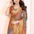 mustard print work cotton blend saree