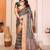 peach print work cotton blend saree