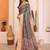 peach print work cotton blend saree