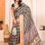 peach print work cotton blend saree