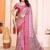 pink print work cotton blend saree