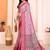 pink print work cotton blend saree