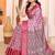 pink print work cotton blend saree