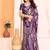 purple color print work cotton blend saree