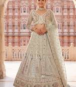 Designer Pastel Mint Lehenga Choli with Heavy Thread & Zari Embroidery, Perfect for Bridal & Festive Occasions