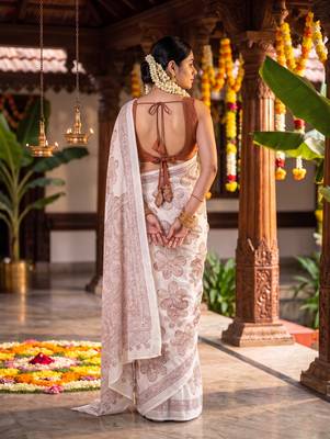 Graceful satin silk blend floral printed saree 3