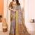 yellow print work cotton blend saree