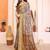 yellow print work cotton blend saree
