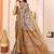 yellow print work cotton blend saree