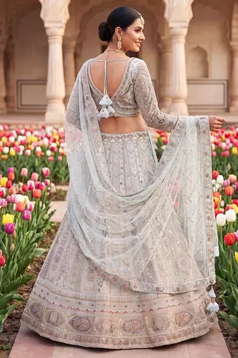 Elegant Pastel colour Embroidered Lehenga Choli with Resham & Zardosi Work