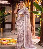 Graceful satin silk blend floral printed saree