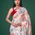 Women's dull satin floral printed saree with unstitched blouse piece