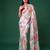 Women's dull satin floral printed saree with unstitched blouse piece
