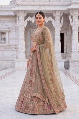Sage Green Embroidered  Lehenga Choli Set 1