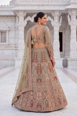 Sage Green Embroidered  Lehenga Choli Set 3