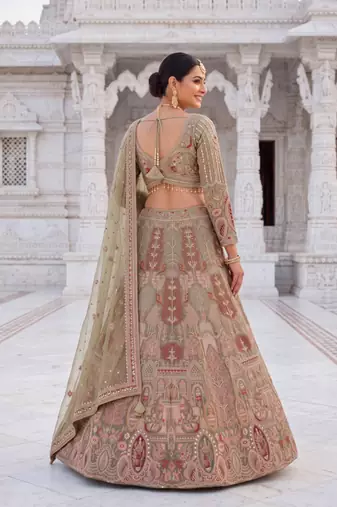 Sage Green Embroidered  Lehenga Choli Set