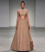 Beige Embroidered Pure Raw Silk Lehenga Set