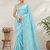 Sky Blue Color Original beeds work Silk Blend Saree